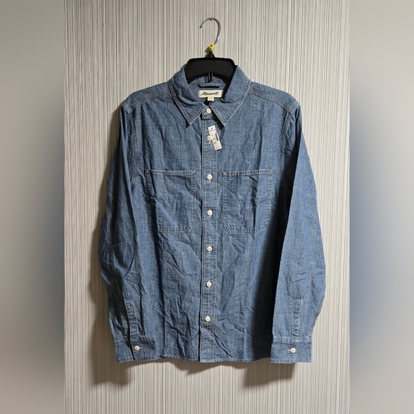 Madewell Men's Button Up Shirt In Japanese Chambray  Size Small - Picture 6 of 12
